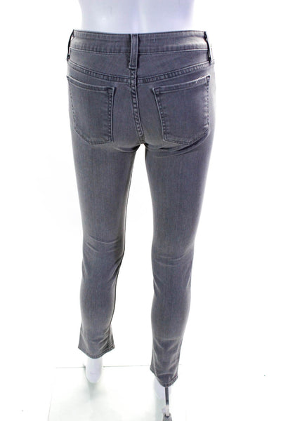 Vince Womens Cotton Buttoned Zipped Skinny Leg Jeans Gray Size EUR26