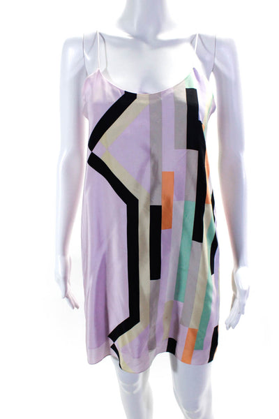 Tibi Womens Silk Striped Print Sleeveless Pullover Mini Shift Dress Pink Size 2