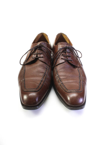 Mezlan Mens Leather Almond Apron Toe Lace Up Derby Dress Shoes Brown Size 10US