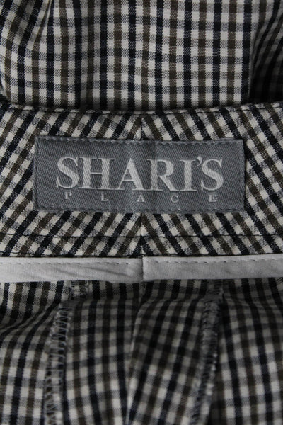 Shari's Place Womens Gingham Plaid Straight Leg Pants Brown Black Size EUR 44