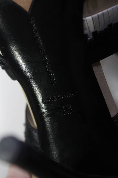 Tabitha Simmons Womens Leather Pleated Slingbacks Sandals Black White Size 38 8