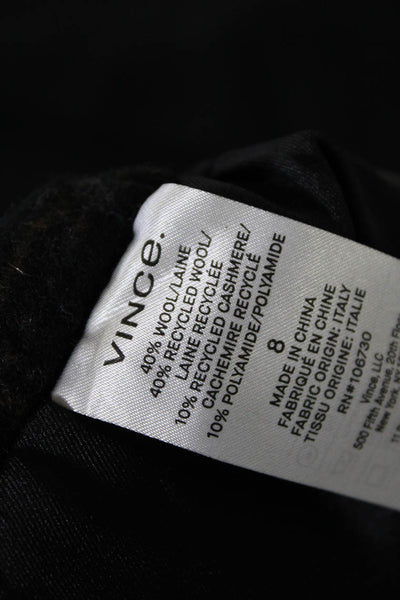 Vince Womens Wool Plaid Elastic Waist High Rise Pants Trousers Black Size 8