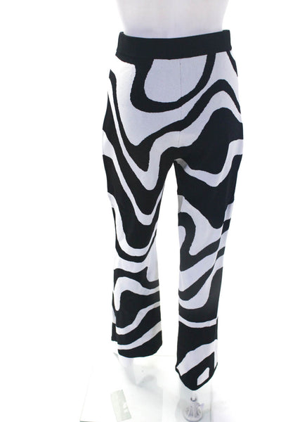 & Other Stories Womens Striped Print Elastic Waist Straight Pants Black Size S