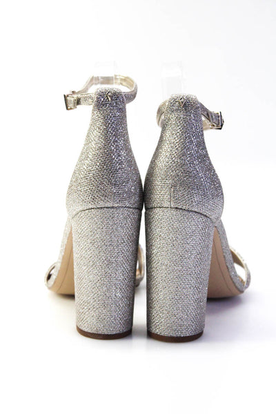 Sam Edelman Womens Ankle Strap Yaro Sandal Heels Silver Size 9 Medium