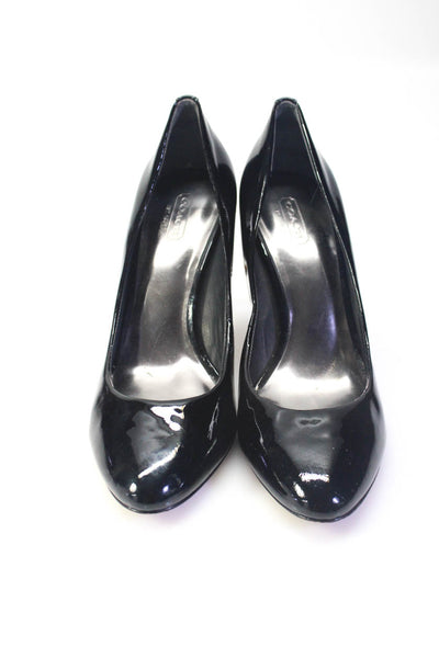 Coach Womens Patent Leather Slide On Nala Pumps Black Size 10 B