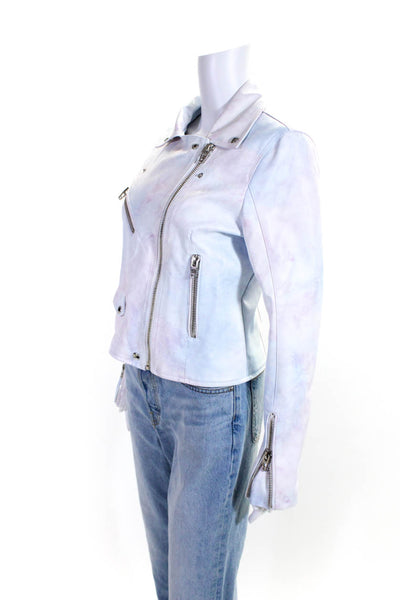 BLANKNYC Women's Long Sleeves  Asymmetrical Full Zip Tie Dye Moto Jacket Size S