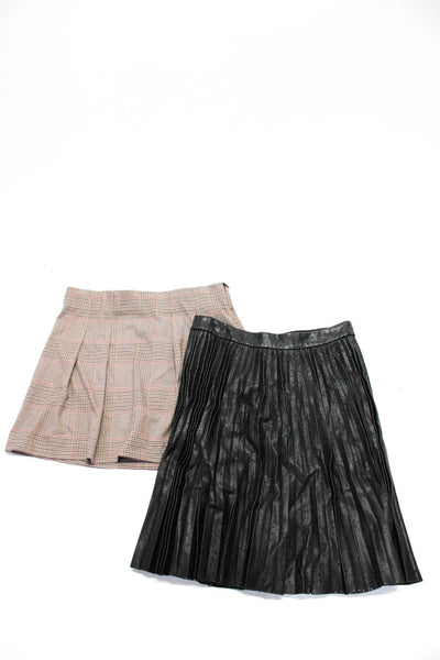 Zara Women's Zip Closure Pleated Flare Plaid Micro Mini Skirt Size M Lot 2
