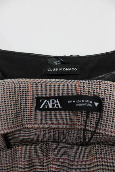 Zara Women's Zip Closure Pleated Flare Plaid Micro Mini Skirt Size M Lot 2