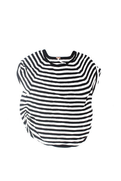 Free People Zara Woman Womens Striped Short Sleeve Tops Black White Size M Lot 2