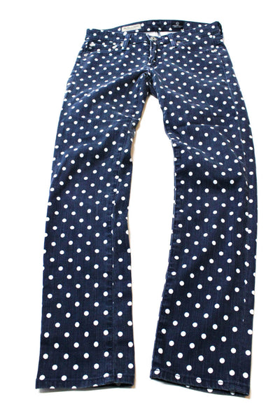 Adriano Goldschmied Womens Polka Dot The Stevie Ankle Jeans Blue Size 25