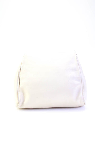 Paloma Picasso Womens Leather Detachable Strap Clutch Shoulder Handbag Ivory
