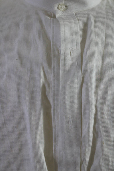 Bill Blass Mens Cotton Collared Button Up Long Sleeve Dress Shirt White Size 17
