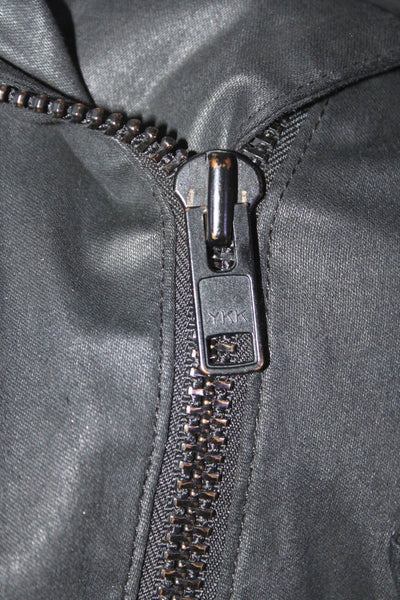 Current/Elliott Womens Faux Leather The Soho Biker Jacket Black Coated Size 1