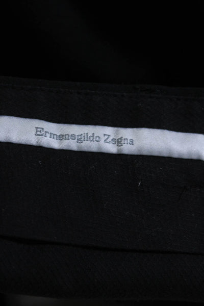 Ermenegildo Zegna Mens Zipper Fly Pleated Straight Leg Dress Pants Black Size 36