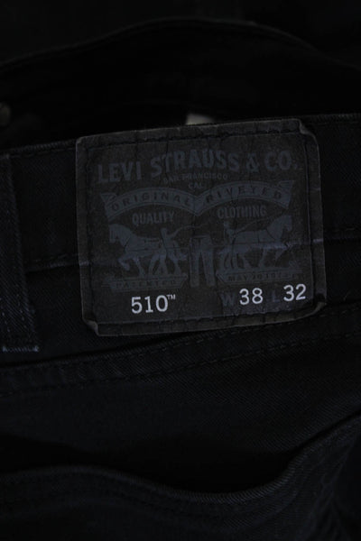 Levi's Mens Solid Black Cotton Straight Leg Jeans Size 38X32