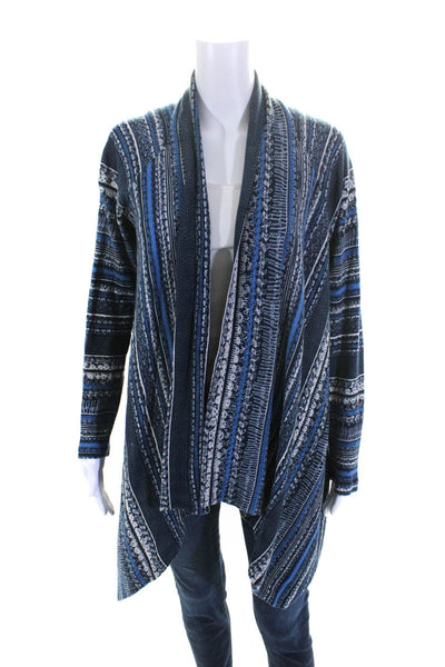Splendid Womens Long Striped Waterfall Cardigan Sweater Blue White Size XS