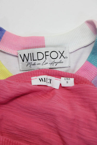 Wildfox Wilt Womens Striped Crew Neck Side Split Tank Top Small Medium Lot 2