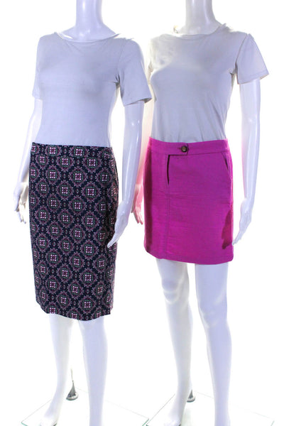 J Crew Vanessa Virginia Womens Mandala Pencil Skirt Pink Blue Size 0 4 Lot 2