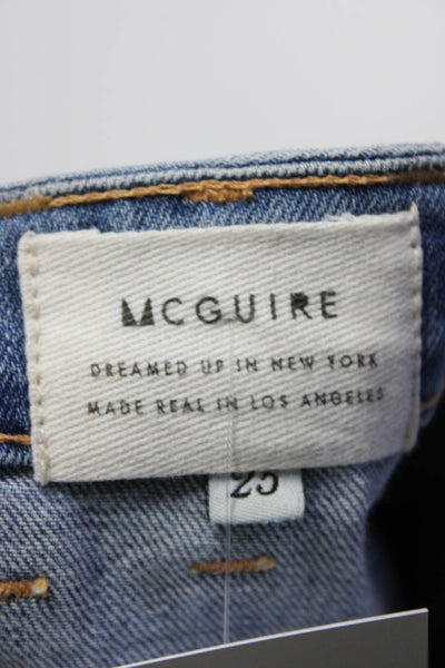 McGuire Womens Colombier Button Front Denim Midi Flare Skirt Blue Size 25