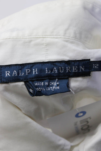 Ralph Lauren Blue Label Womens Sleeveless Button Up Shirt Blouse White Size 12