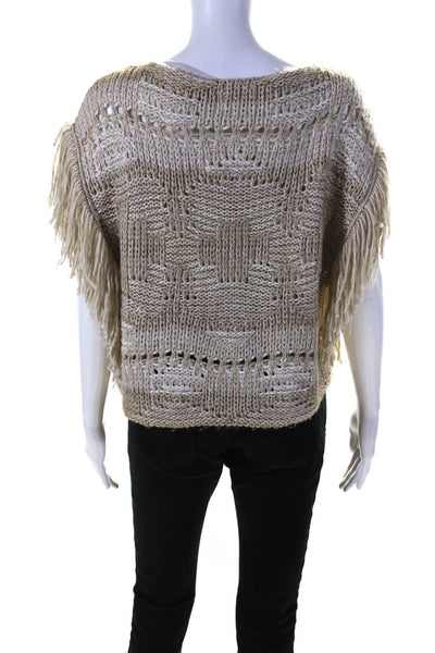 Denim & Supply By Ralph Lauren Womens Sleeveless Fringe Sweater Beige Size Small