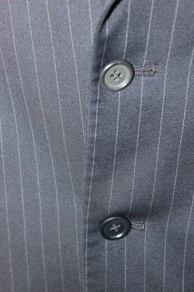 Brooks Brothers Mens Navy Wool Striped Three Button Long Sleeve Blazer Size 38
