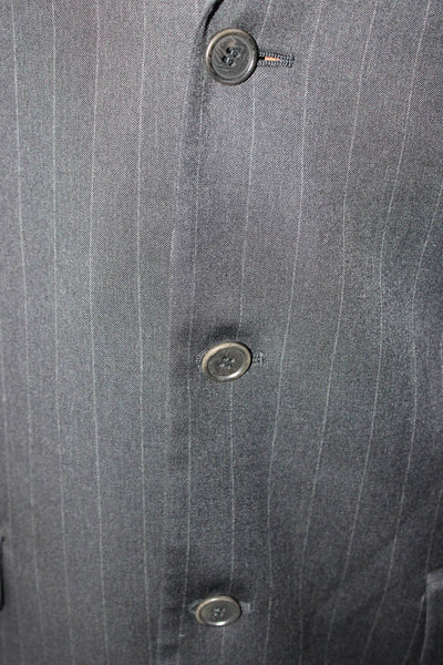 Barneys New York Mens Gray Wool Striped Three Button Long Sleeve Blazer Size 40R