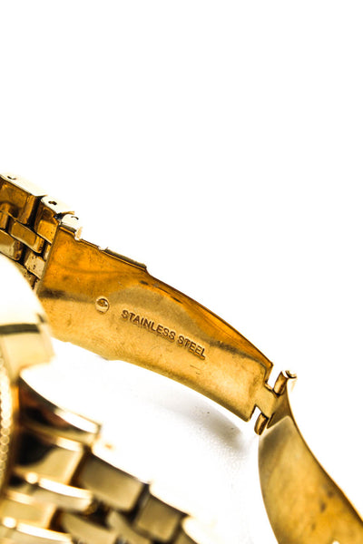 Michael Kors Womens Stainless Steel Lennox Three Hand Watch Gold Tone