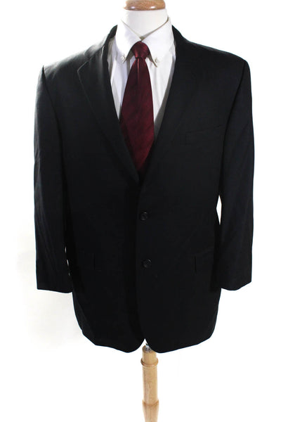 Burberry Men's Wool Pinstripe Two Button Lined Blazer Jacket Black Size 44