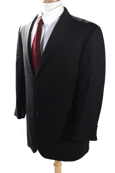 Burberry Men's Wool Pinstripe Two Button Lined Blazer Jacket Black Size 44