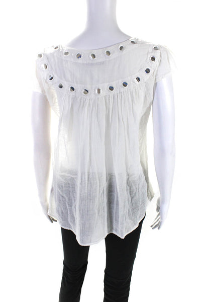 Calypso Christiane Celle Womens Shirt Sleeve Scoop Keyhole Top White Size XS