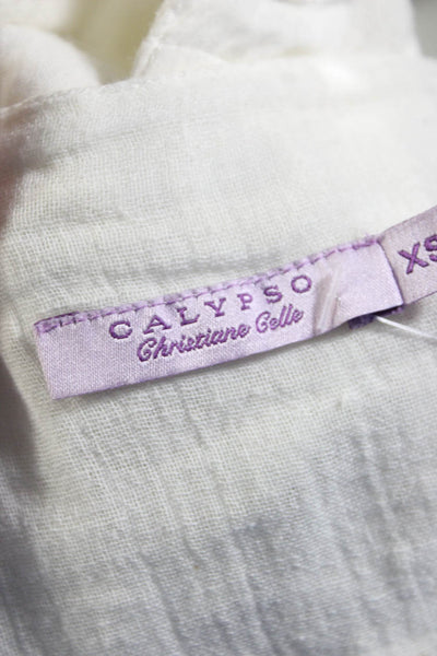 Calypso Christiane Celle Womens Shirt Sleeve Scoop Keyhole Top White Size XS