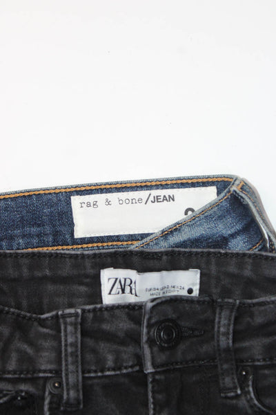 Zara Rag & Bone Women's High Rise Ankle Skinny Jeans Black Size 2 24, Lot 2