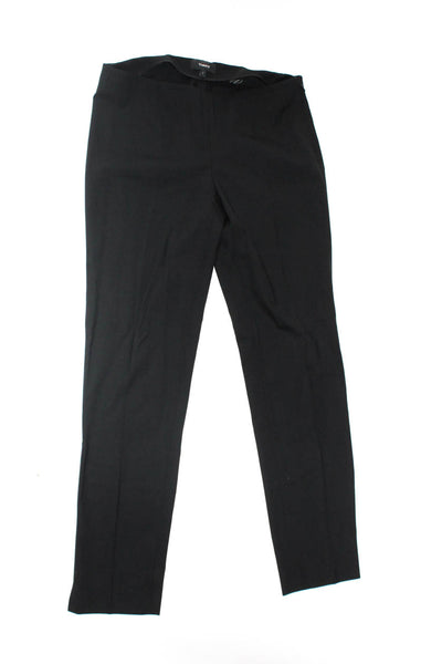 Theory Women's Pleated Front Straight Leg Mid Rise Trousers Black Size 4 2 Lot 2