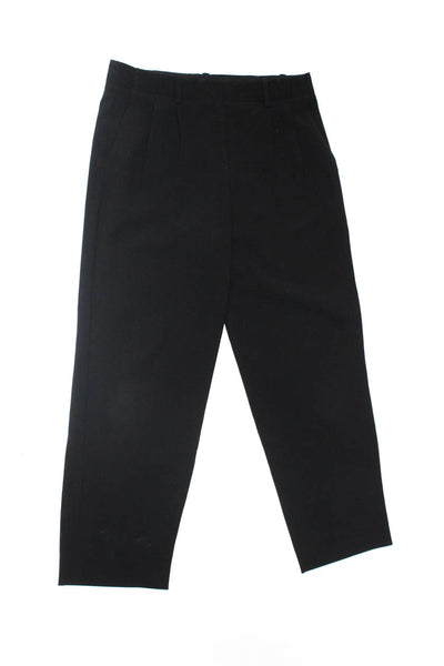 Theory Women's Pleated Front Straight Leg Mid Rise Trousers Black Size 4 2 Lot 2