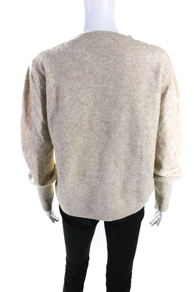 Fifteen Twenty Womes Round Neck Long Sleeve Pullover Sweater Top Brown Size S