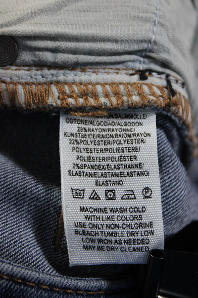 Free People Womens Cotton Medium Wash Fringed Hem Flare Jeans Blue Size EUR28