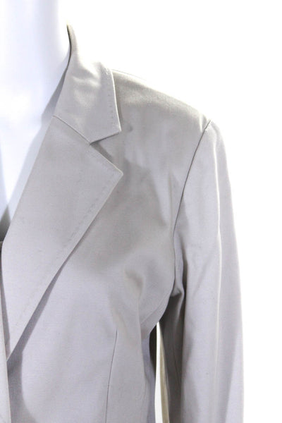 Bloomingdale's Womens Off White Cotton One Button Long Sleeve Blazer Size 10
