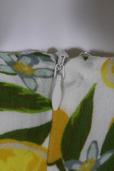 Amale Womens Lemon Print Crochet Waist A Line Dress White Yellow Size Small