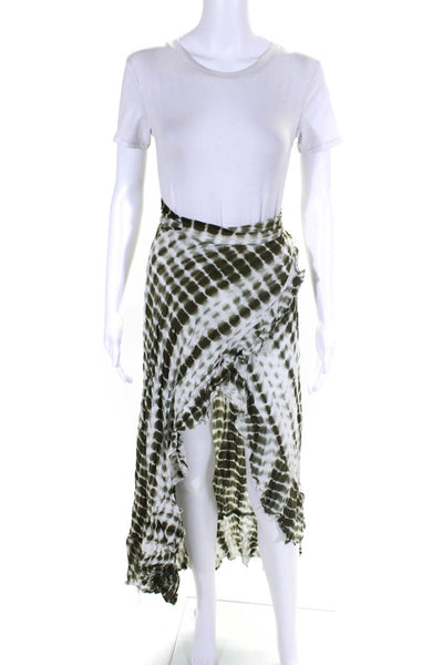 Skylar + Madison Womens Tie Dye Print A Line Wrap Skirt Green White Size Medium