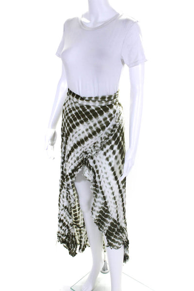 Skylar + Madison Womens Tie Dye Print A Line Wrap Skirt Green White Size Medium