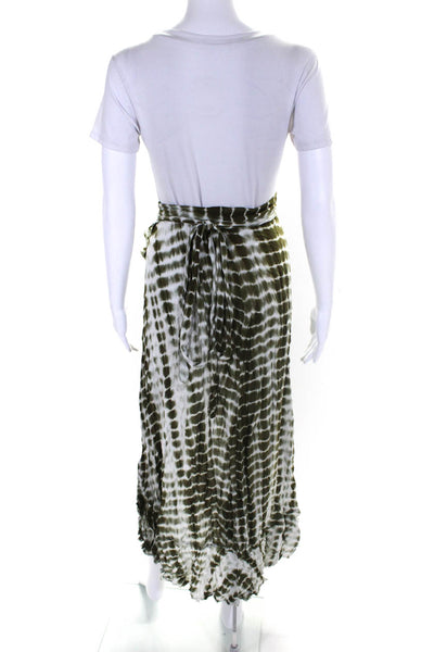 Skylar + Madison Womens Tie Dye Print A Line Wrap Skirt Green White Size Medium