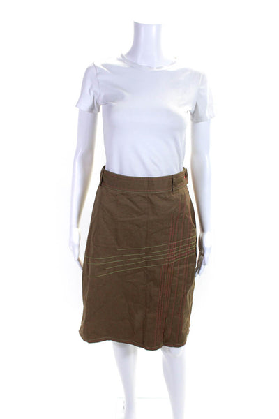 Paul Smith Womens Darted Striped Buttoned Zipped A-Line Skirt Brown Size S