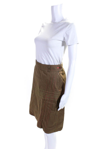 Paul Smith Womens Darted Striped Buttoned Zipped A-Line Skirt Brown Size S