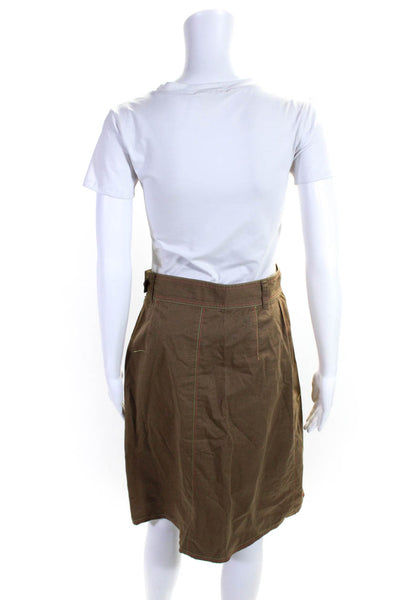 Paul Smith Womens Darted Striped Buttoned Zipped A-Line Skirt Brown Size S