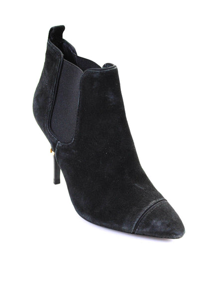 Tory Burch Womens Suede Pointed Toe High Heel Chelsea Ankle Boots Black Size 7US