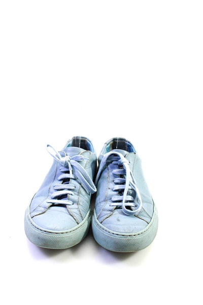 Woman by Common Projects Womens Leather Low Top Lace Up Sneakers Blue Size 7