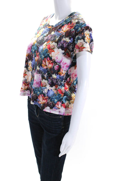 Sandro Women's Crewneck Short Sleeves Basic Cotton Floral T-Shirt Size 2