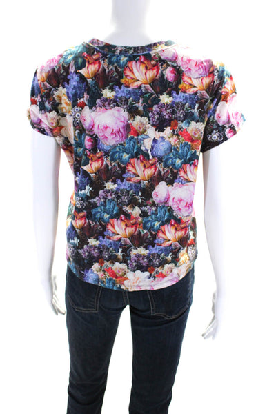 Sandro Women's Crewneck Short Sleeves Basic Cotton Floral T-Shirt Size 2