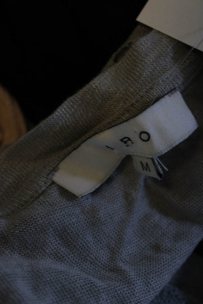 IRO Women's Round Neck Long Sleeves Distress Basic T-Shirt Gay Size M